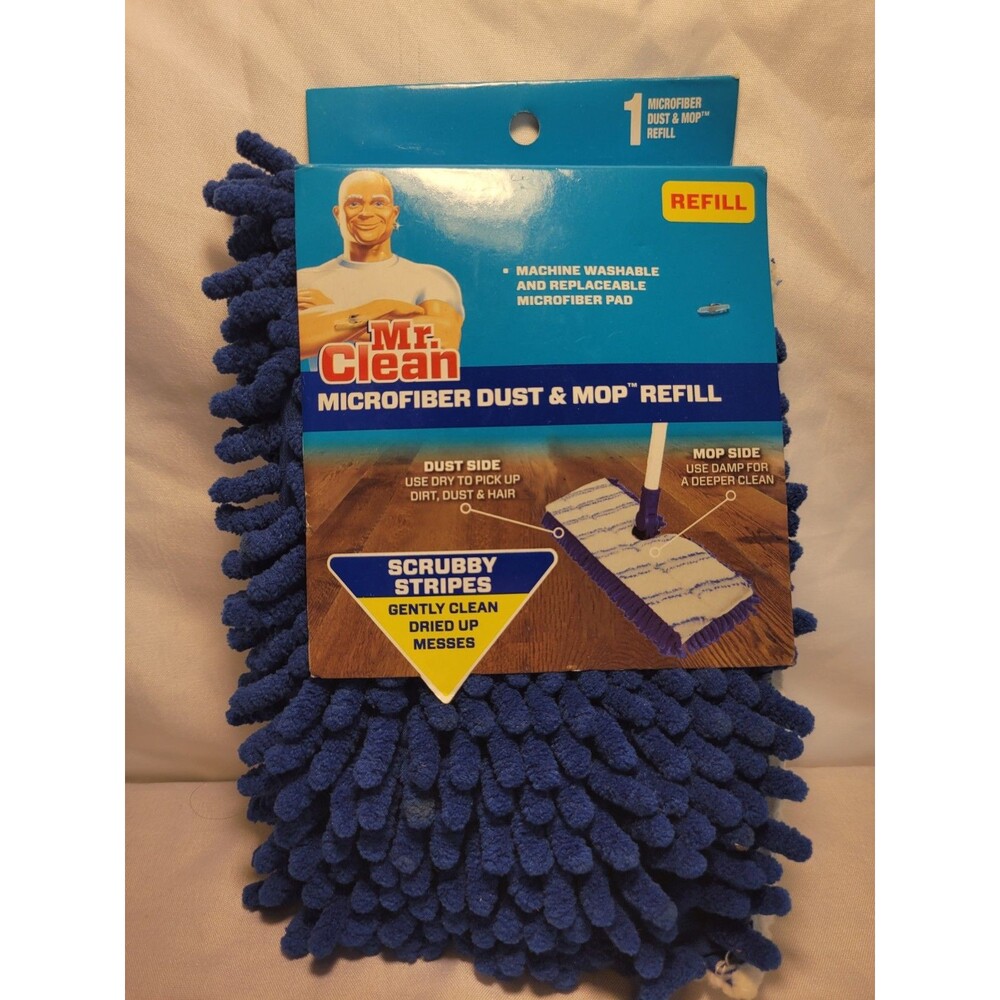 MR. CLEAN Microfiber Dust and Mop Refill Washable Scrubby Stripes NEW